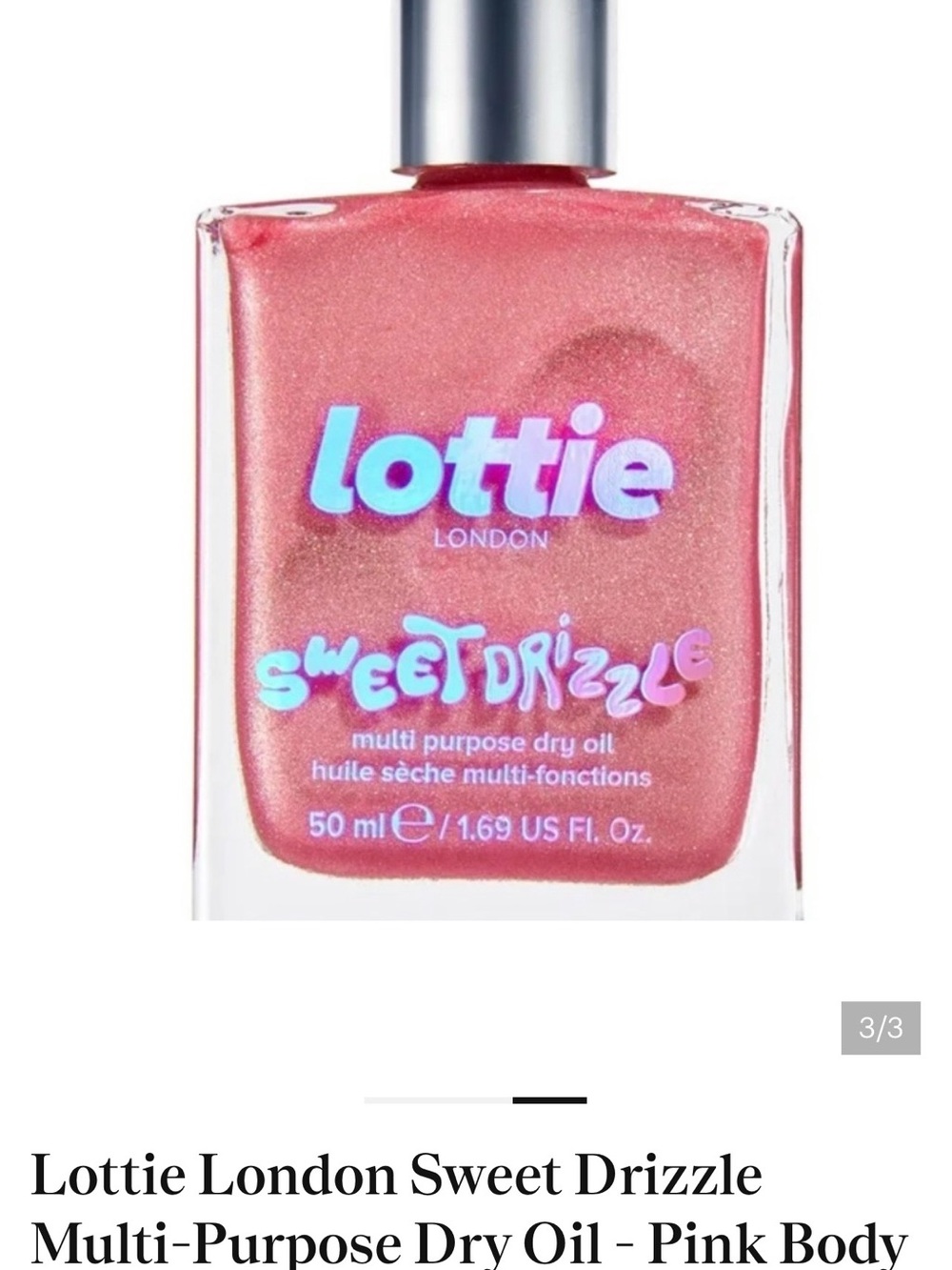 Lottie London Sweet Drizzle Pink Shimmer Multi-Purpose Highlighter Oil